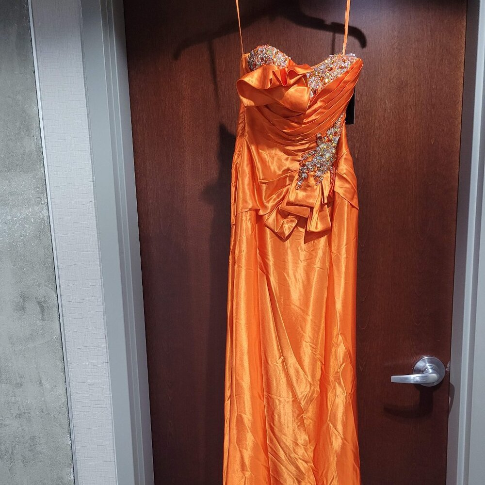 Precious Formal P55011 Orange Prom Dress Size 2